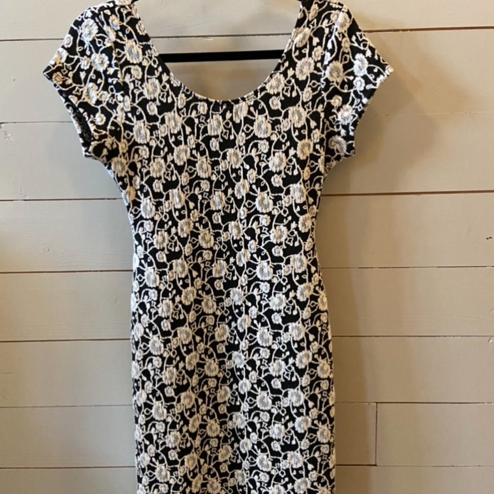 Black and white form fitting dress